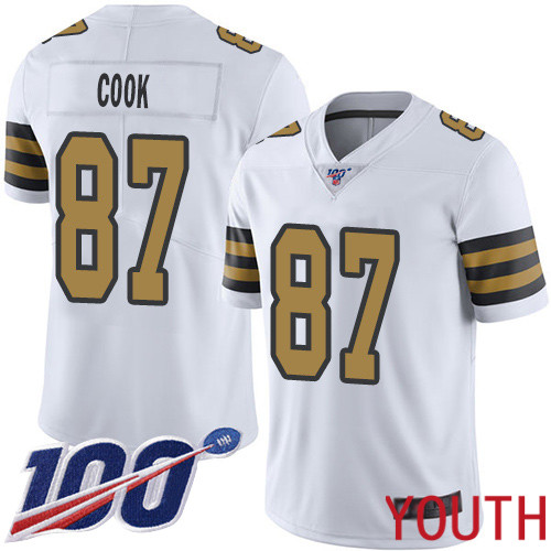 New Orleans Saints Limited White Youth Jared Cook Jersey NFL Football #87 100th Season Rush Vapor Untouchable Jersey->youth nfl jersey->Youth Jersey